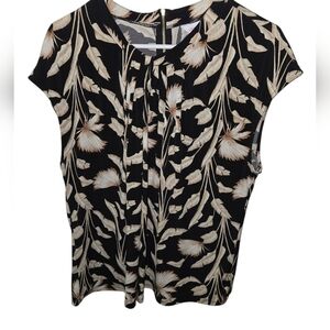 Liz Claiborn Floral Black and Cream Women's Top PXXL